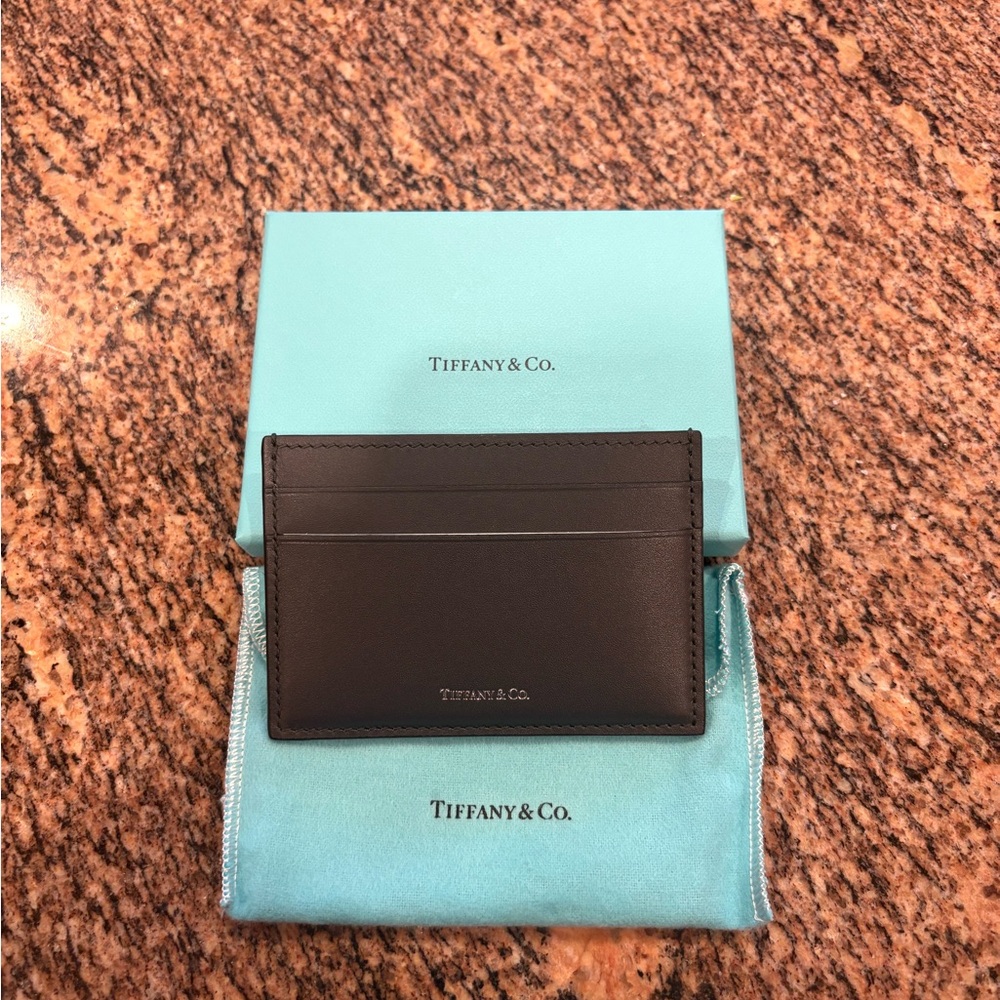 NWT Tiffany & Co. Black Leather Card Holder